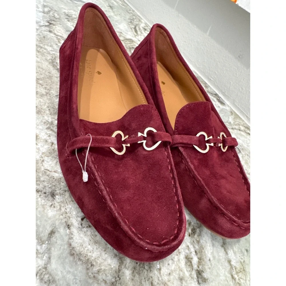 Kate Spade‎ Bernice suede driving moccasins in a burgundy color NWOT 8B